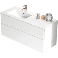 Тумба c раковиной SanVit Лира 120 L klira2120L в цвете Ral подвесная Белая глянцевая — фото 1, Тумбы с раковиной