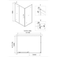 Душевой уголок Niagara Nova 110х80 NG-82-11AB-A80B профиль Черный стекло прозрачное — фото 4, Прямоугольные душевые уголки