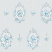 Обои Milassa Joli Joli1 006 Флизелин (1*10,05) Бирюзовый/Голубой, Медальоны/Цветы — фото 1, Обои для стен