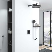 Товар: Душевая система Vincea Inspire VSFW-3I21MT2RMB с термостатом Черная матовая - фото 2 Душевая система Vincea Inspire VSFW-3I21MT2RMB с термостатом Черная матовая — фото 2, Встраиваемые душевые комплекты