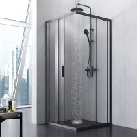 Душевой уголок AM.PM Gem S 90х90 W93G-403-090BT профиль Черный матовый стекло прозрачное — фото 2, Квадратные душевые уголки