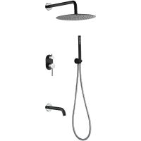 Душевая система Boheme Uno 464-2-BCR Черная матовая Хром — фото 1, Душевое оборудование. Душевая программа