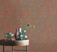 Обои Артекс Dieter Langer Eleganza 10357-04 Винил на флизелине (1,06*10,05) Зеленый/Бирюзовый/Красный, Дамаск — фото 4, Обои для стен