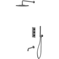 Душевая система Whitecross Y gunmetal YSET11GM с термостатом Оружейная сталь — фото 1, Душевое оборудование. Душевая программа