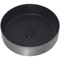 Раковина-чаша Abber Bequem 40 Черная матовая Серебро арт-AC2109BS — фото 2, Раковины накладные
