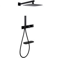 Душевая система Abber Rund AF8750B с термостатом Черная матовая — фото 1, Встраиваемые душевые комплекты