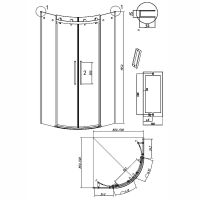Душевой уголок Grossman Classic 90х90 301.K33.04.9090.21.10 профиль Черный матовый стекло тонированное — фото 11, Душевые уголки четверть круга