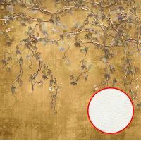 Фреска Ortograf Silver&Gold 32802 Фактура флок FLK Флизелин (2,7*2,7) Золото/Зеленый, Листья арт-32802 (флок FLK) — фото 1, Фрески