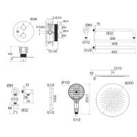 Душевая система Whitecross Y gunmetal YSET08TOPGM с термостатом Оружейная сталь — фото 11, Душевое оборудование. Душевая программа