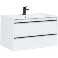 Тумба с раковиной Aquanet Lino 90 271949 подвесная Белая матовая — фото 1, Мебель для ванной