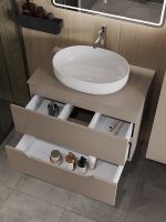 Тумба с раковиной Orange Line 80 Li-80TuLMDF+B05-520W подвесная Латте матовый — фото 4, Мебель для ванной