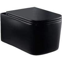 Унитаз Vincea Ultra Rimless VT1-32MB подвесной Черный матовый с сиденьем Микролифт — фото 1, Подвесные унитазы