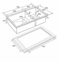 Кухонная мойка Paulmark Gerberg 78/2S Uni PM227844-BG Брашированное золото — фото 3, Кухонные мойки