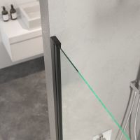 Шторка на ванну Berges River S Black 80х145 065011 профиль Черный матовый стекло прозрачное — фото 3, Шторки для ванной распашные