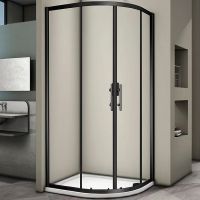 Душевой уголок Veconi Rovigo RV-07B 90х90 RV07B-90-01-C3 профиль Черный матовый стекло прозрачное — фото 1, Душевые уголки четверть круга