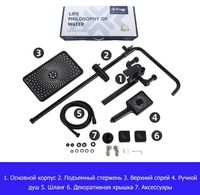 Товар: Душевая система Frap H71-6 F2471-6 Черная матовая - фото 14 Душевая система Frap H71-6 F2471-6 Черная матовая — фото 14, Душевое оборудование. Душевая программа