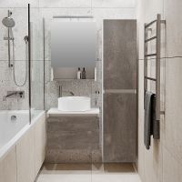 Шкаф пенал Runo Бари 35 00-00001389 подвесной Железный камень Белый — фото 3, Пеналы для ванной комнаты