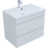 Тумба под раковину Aquanet Нота New 75 335418 подвесная Белый глянец — фото 2, Мебель для ванной