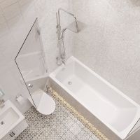 Шторка на ванну STWORKI Ольборг 70 профиль Хром глянцевый стекло прозрачное — фото 2, Шторки для ванной распашные