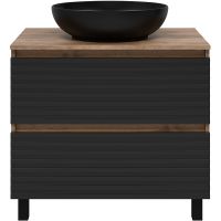 Товар: Тумба под раковину Brevita Dakota 80 DAK-07080-19/02-2Я Черный кварц Дуб Галифакс олово - фото 2 Тумба под раковину Brevita Dakota 80 DAK-07080-19/02-2Я Черный кварц Дуб Галифакс олово — фото 2, Мебель для ванной