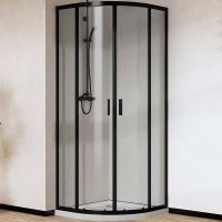 Душевой уголок Vincea City 90x90 VSQ-5CT900CLB профиль Черный матовый стекло прозрачное — фото 2, Душевые уголки четверть круга