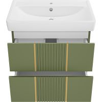 Тумба с раковиной Brevita Vega 70 УТ000022675 подвесная Зеленая матовая Золото — фото 3, Мебель для ванной
