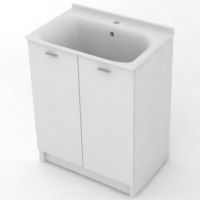 Тумба с хозяйственной раковиной Kerasan Aquadom 75 9164k3*1 Белая с отверстием под смеситель — фото 1, Мебель для ванной