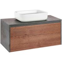 Тумба под раковину Vincea Mesa 100 VMC-2MS100TB подвесная T.Oak  Beton — фото 4, Тумбы под раковину