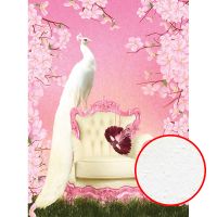 Фреска Ortograf Paradise 32229 Фактура бархат FX Флизелин (2*2,7) Розовый/Белый, Птицы/Цветы — фото 1, Фрески