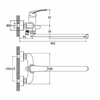 Товар: Смеситель для ванны Orange Alfi M18-211cr универсальный Хром - фото 2 Смеситель для ванны Orange Alfi M18-211cr универсальный Хром — фото 2, Смесители