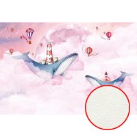 Фреска детская Ortograf Сказочная страна 34140 Фактура флок FLK Флизелин (4*2,7) Розовый, Воздушные шары/Животные/Облака — фото 1, Фрески