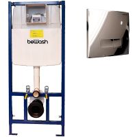 Инсталляция beWash BW74 K500RZVP0400PK000000 для унитаза с клавишей смыва Хром глянцевый — фото 1, Инсталляции