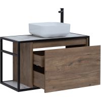 Тумба под раковину Aquanet Nova Lite Loft 90R подвесная Дуб рустикальный арт-261659 — фото 2, Тумбы под раковину