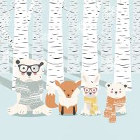 Фреска детская Ortograf Для самых маленьких 32916 Фактура флок FLK Флизелин (2,7*2,7) Голубой, Животные — фото 2, Фрески