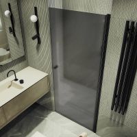 Душевая дверь Maybah Glass MGD-801-6 600x1980 на монопетле Черный стекло графитовое матовое — фото 3, Душевые двери в нишу