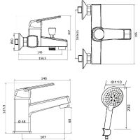 Комплект смесителей Orange OneLife P02-311b Черный — фото 16, Готовые комплекты для ванной комнаты