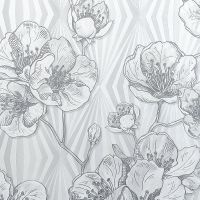 Обои Solo Anemone 168544-21 Винил на флизелине (1,06*10,05) Белый/Серый, Геометрия/Цветы — фото 1, Обои для стен