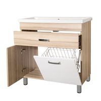 Тумба под раковину Style Line Ориноко 80 Белый Светлое дерево — фото 4, Мебель для ванной