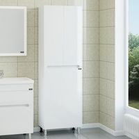 Шкаф пенал СанТа Лондон 60 с бельевой корзиной Белый — фото 1, Пеналы для ванной комнаты