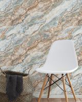 Обои Wiganford by Solo Lunman ER1606 Винил на флизелине (1,06*10,05) Бирюзовый/Коричневый, Мрамор — фото 3, Обои для стен