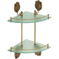 Стеклянная полка Migliore Cleopatra 16639 угловая Бронза — фото 1, Полки для ванной и душа