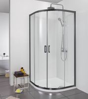 Душевой уголок Aquatek 90х90 AQ ARI RO 09020BL профиль Черный стекло прозрачное — фото 2, Душевые уголки четверть круга