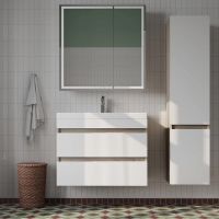 Шкаф пенал Iddis Zodiac 35 подвесной Белый матовый под Дерево арт-ZOD35A0i97 — фото 5, Пеналы для ванной комнаты