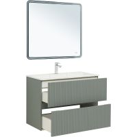 Тумба под раковину Aquanet Джейн 100 313320 подвесная Мисти грин — фото 7, Тумбы под раковину