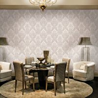 Обои Prima Italiana Medici 80001 Винил на флизелине (1,06*10) Белый/Серебряный, Дамаск — фото 5, Обои для стен