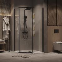 Душевой уголок Grossman Pragma 100х100 302.K33.03.1010.21.00 профиль Черный матовый стекло прозрачное — фото 1, Душевые уголки трапеция