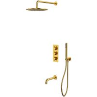 Душевая система Whitecross Y brushed gold YSET11GLB с термостатом Брашированное золото — фото 1, Душевое оборудование. Душевая программа