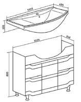 Тумба под раковину Runo Стиль 105 00000001118 Белая — фото 5, Тумбы под раковину