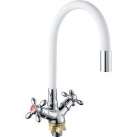 Смеситель для кухни Ростовская Мануфактура Сантехники Boou BA5318-1F-E351A-B702 Белый, Хром — фото 1, Смесители