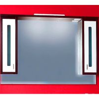 Зеркало со шкафом Бриклаер Бали 120 4627125411809 с подсветкой Венге Белое глянцевое — фото 1, Мебель для ванной